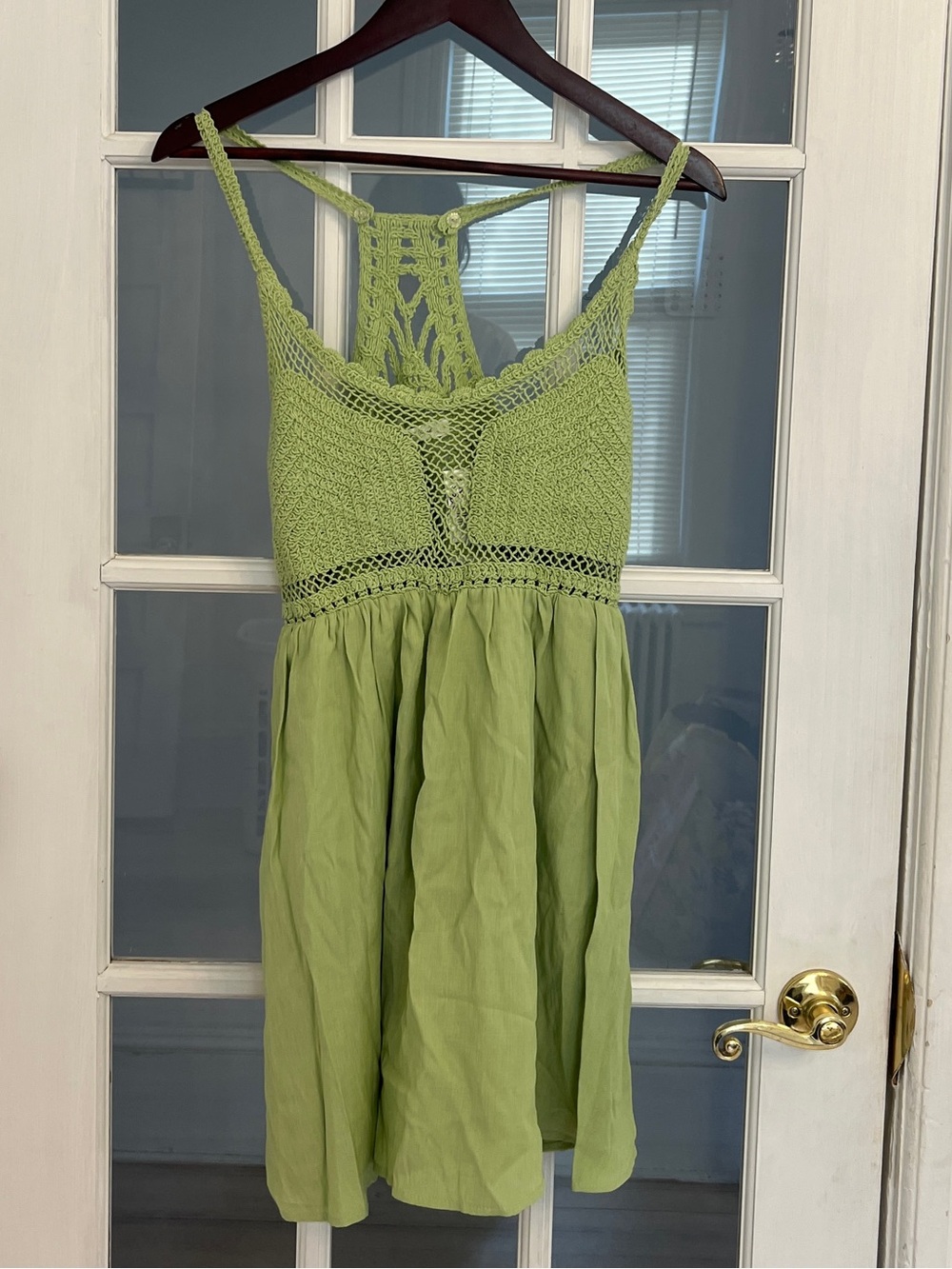 Mustard Seed Light Green Crochet-Top Summer Dress